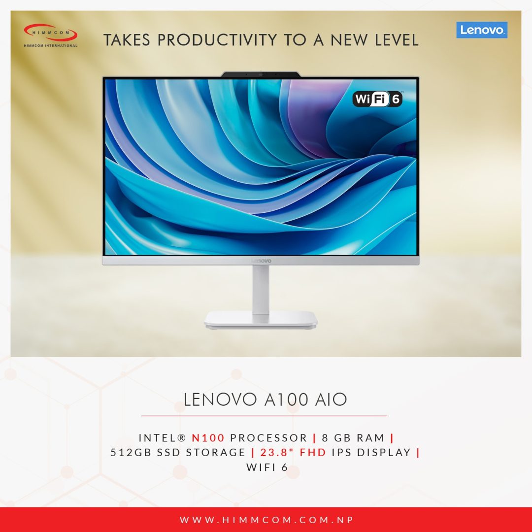 Lenovo A100 AIO | Intel N100 Processor | 8GB RAM | 512GB SSD Storage | 23.8" FHD IPS Display | WIFI 6